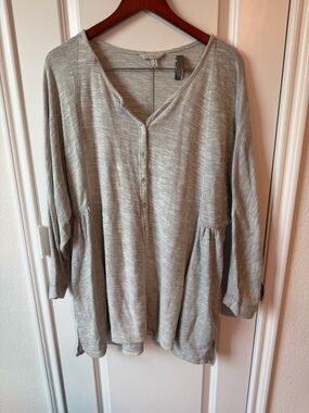 ⚡️Free People Oversized Light Gray Women's Button-Front Peplum Tunic
